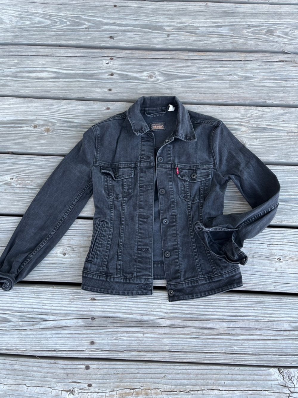 Levi's Women's Washed Black Denim Trucker Jacket